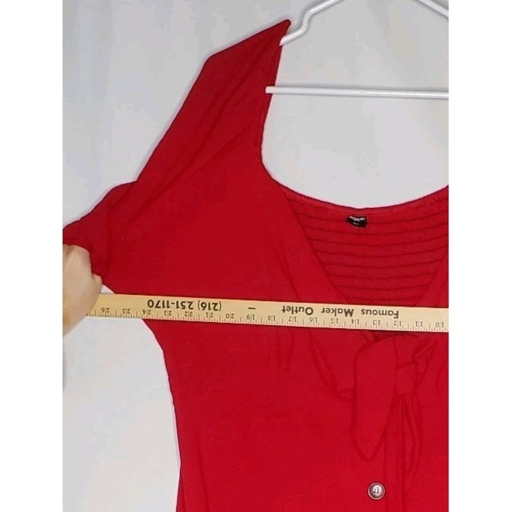 Bloomchic Dress 3XL Red Smocked Flutter Sleeve Button Tie Front Holiday Whimsy - Picture 9 of 11
